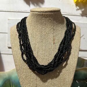Vintage Trifari Torsade Necklace Black & Gold Tone